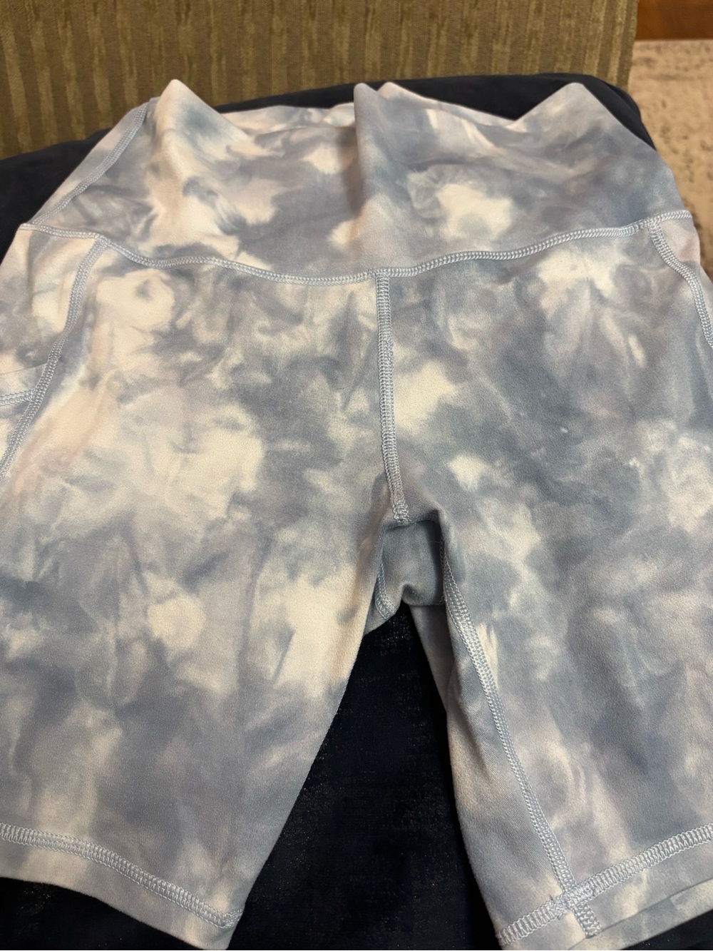 Women’s High-Rise Tie-Dye Athletic Bike Shorts - Light Blue
